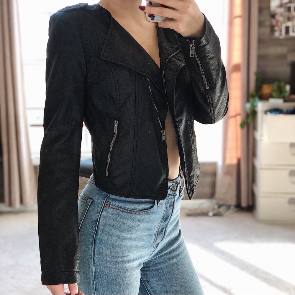 bar lll Cropped Vegan Leather Jacket